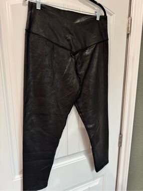 OFFLINE by Aerie Faux Leather Leggings XXL Black High Rise Shine Stretch